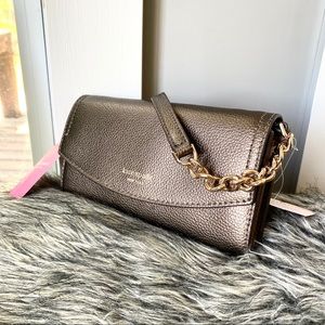 NWT Kate Spade metallic leather crossbody clutch